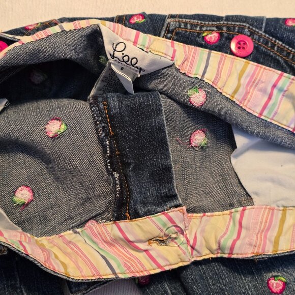 Lilly Pulitzer Women 6 Embroidered Strawberries Stretch Shorts Jean Cut Off - Picture 15 of 16